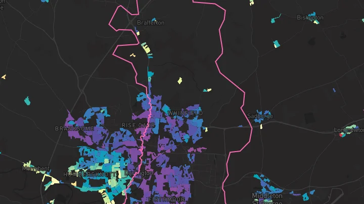 House price heatmap showing property values across Darlington