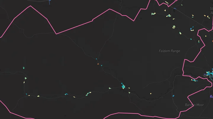 House price heatmap showing property values across Reeth