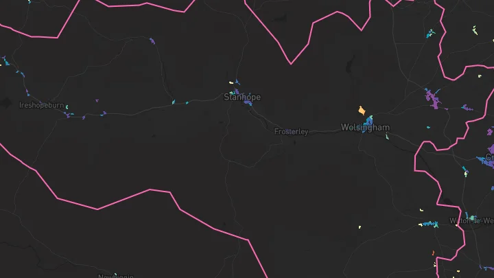 House price heatmap showing property values across Wolsingham