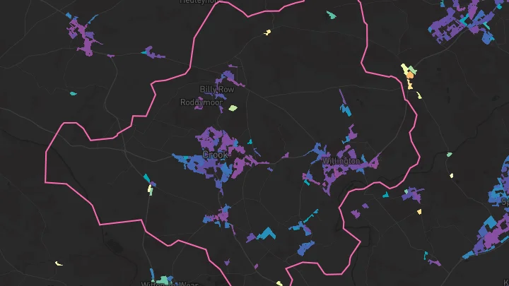 House price heatmap showing property values across Willington