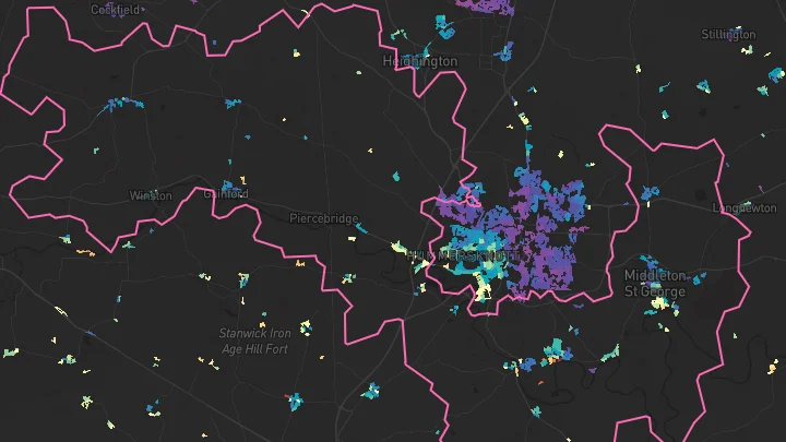 House price heatmap showing property values across Middleton St George