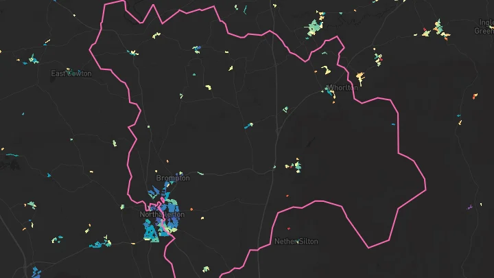 House price heatmap showing property values across Northallerton