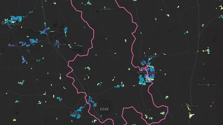 House price heatmap showing property values across Northallerton