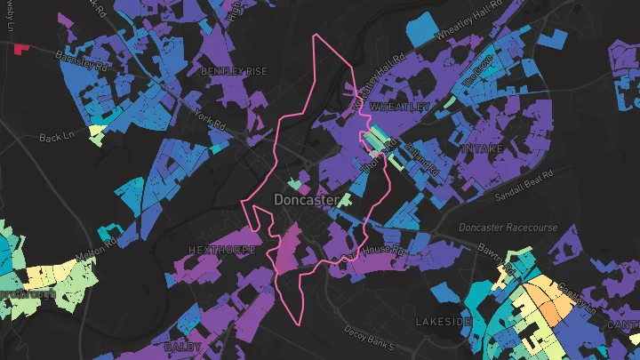 House price heatmap showing property values across Doncaster