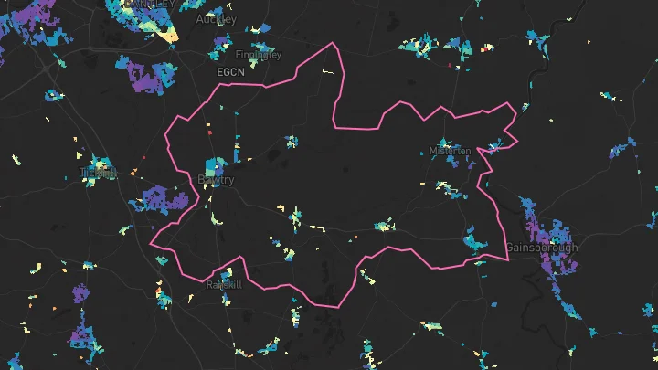 House price heatmap showing property values across Bawtry