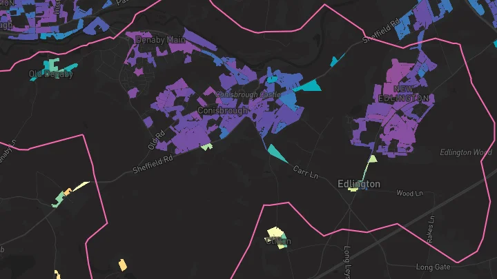 House price heatmap showing property values across Conisbrough