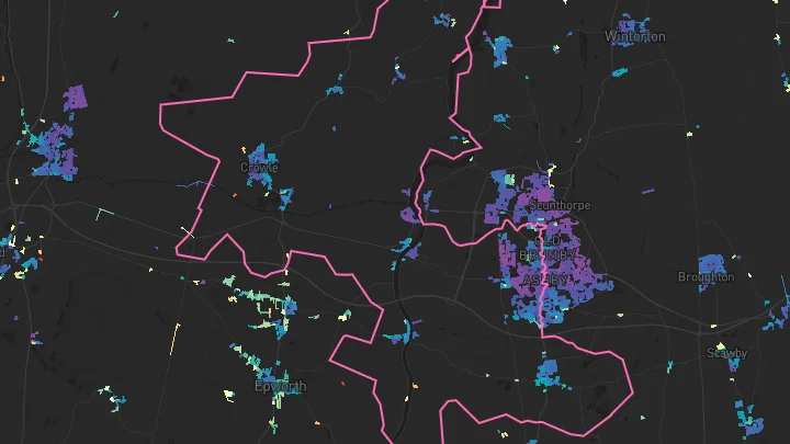 House price heatmap showing property values across Scunthorpe