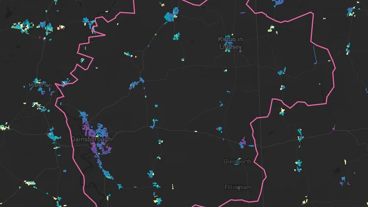 House price heatmap showing property values across Gainsborough