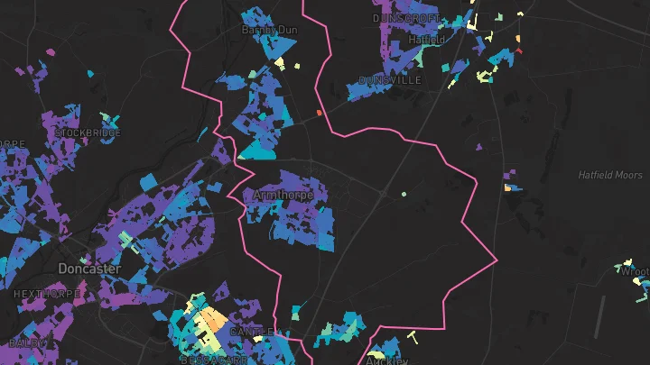 House price heatmap showing property values across Armthorpe