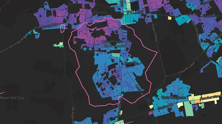 House price heatmap showing property values across Grimsby