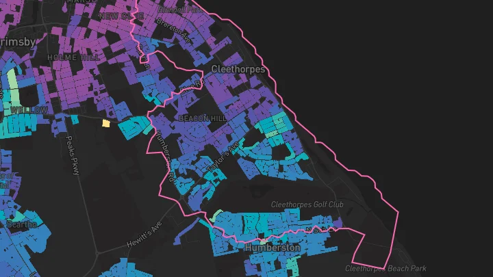 House price heatmap showing property values across Cleethorpes