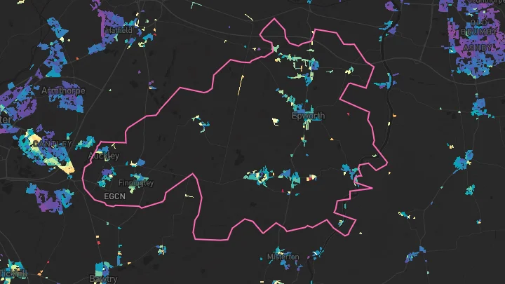 House price heatmap showing property values across Auckley