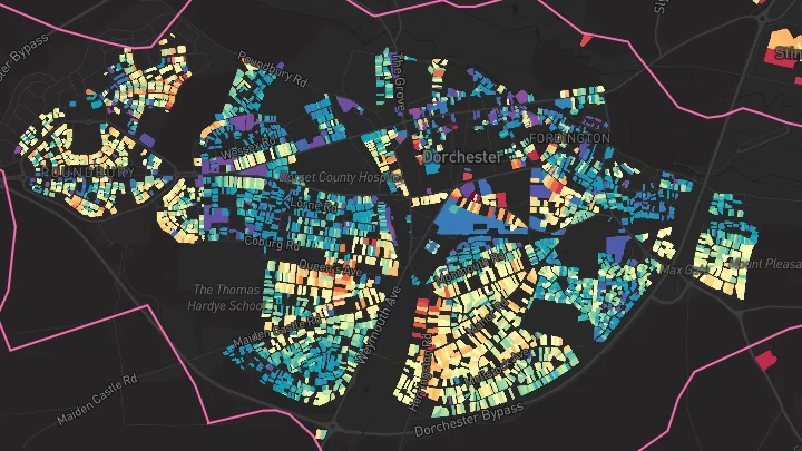 House price heatmap showing property values across Dorchester