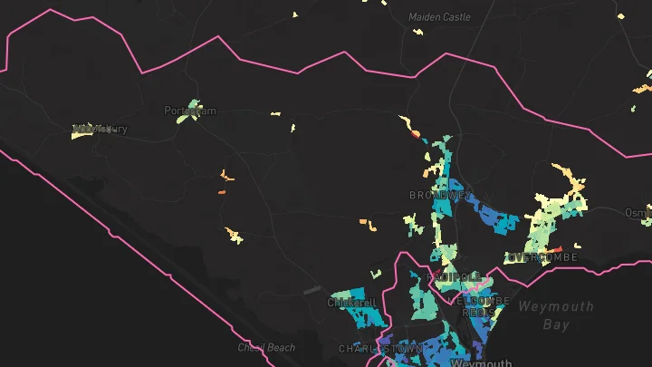 House price heatmap showing property values across Weymouth