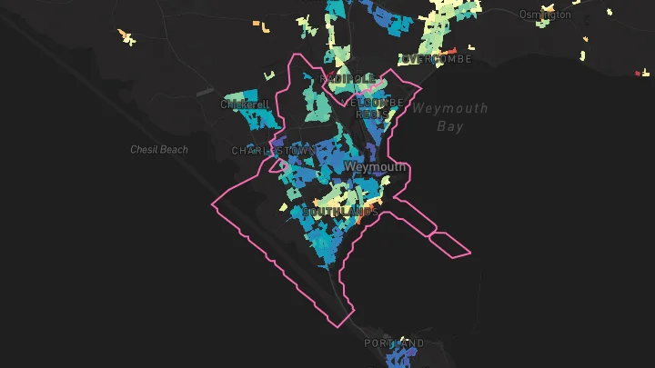 House price heatmap showing property values across Weymouth