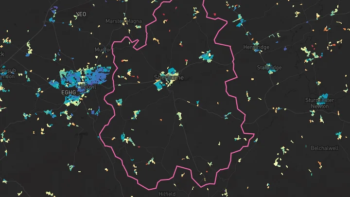 House price heatmap showing property values across Sherborne