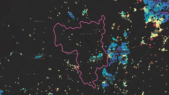 House price heatmap showing property values across Bewdley