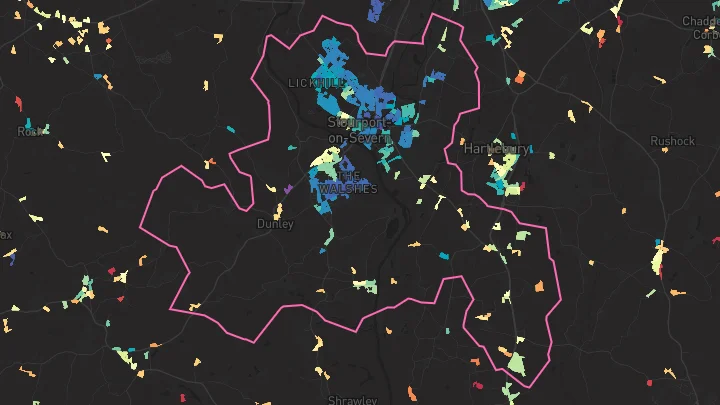 House price heatmap showing property values across Stourport-On-Severn