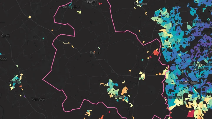 House price heatmap showing property values across Kinver