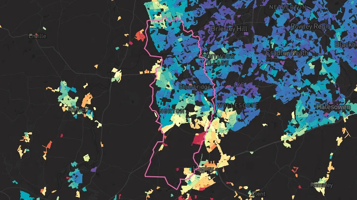 House price heatmap showing property values across Stourbridge