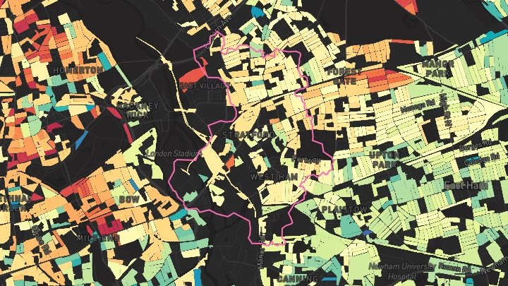 House price heatmap showing property values across Stratford