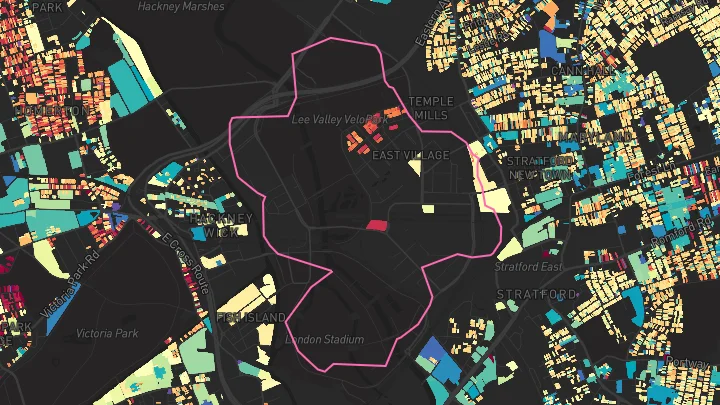 House price heatmap showing property values across Olympic Park