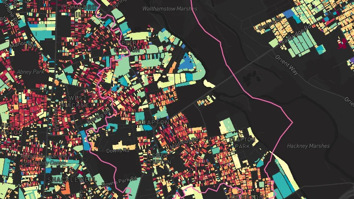 House price heatmap showing property values across Lower Clapton