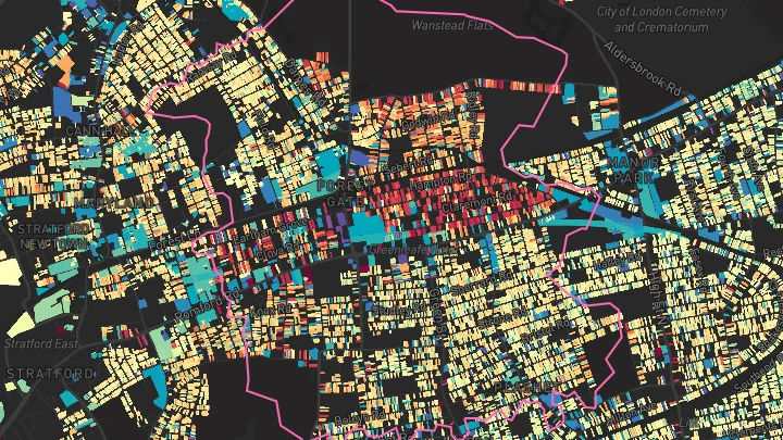House price heatmap showing property values across Forest Gate