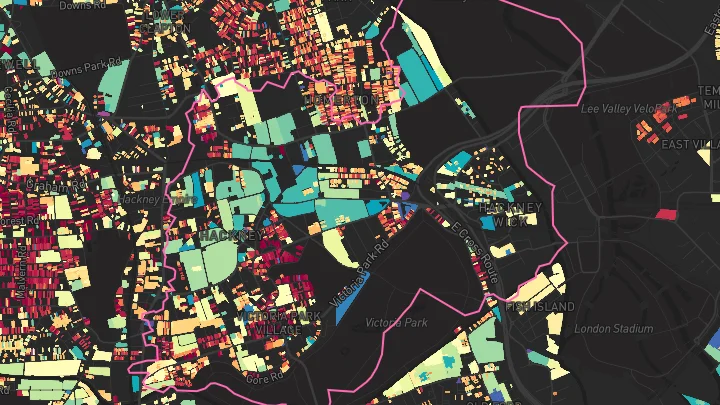 House price heatmap showing property values across Homerton