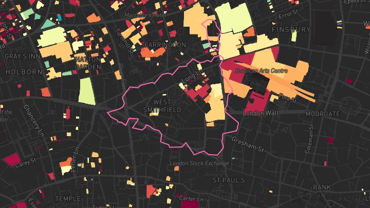 House price heatmap showing property values across London