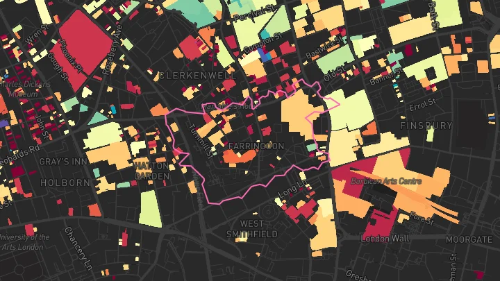 House price heatmap showing property values across Islington