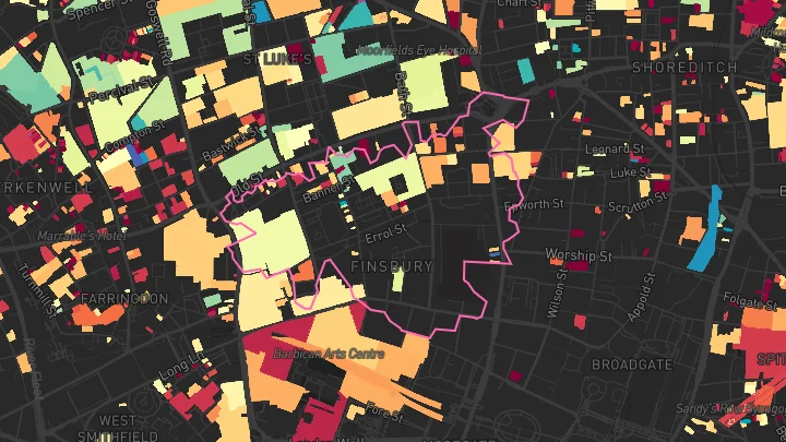 House price heatmap showing property values across London