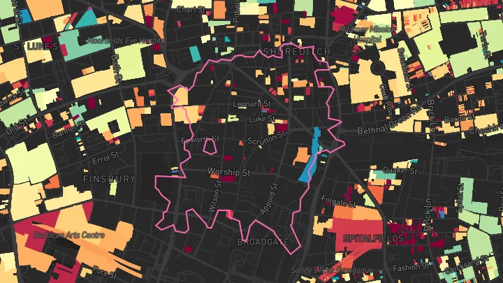 House price heatmap showing property values across Hackney