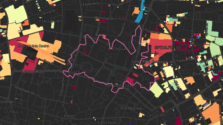 House price heatmap showing property values across London