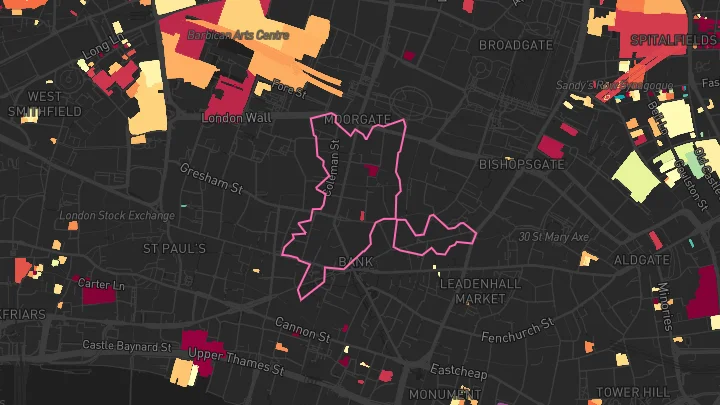 House price heatmap showing property values across London