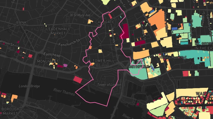 House price heatmap showing property values across London