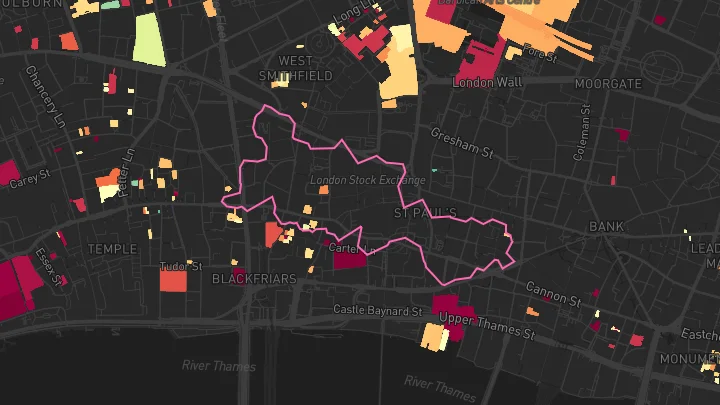 House price heatmap showing property values across London
