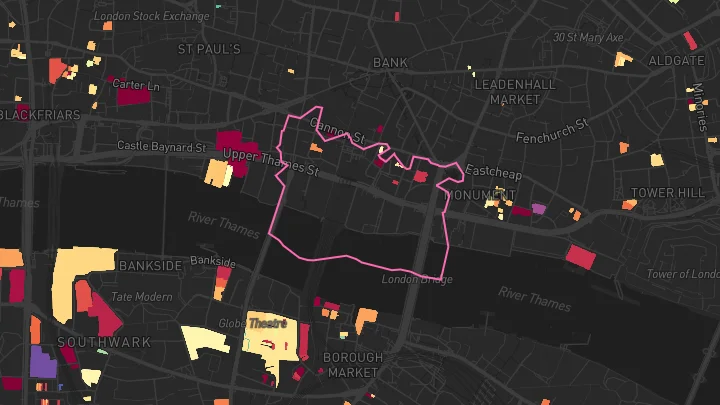 House price heatmap showing property values across London