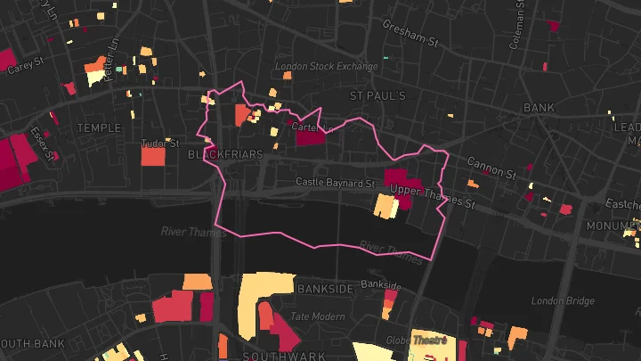 House price heatmap showing property values across London