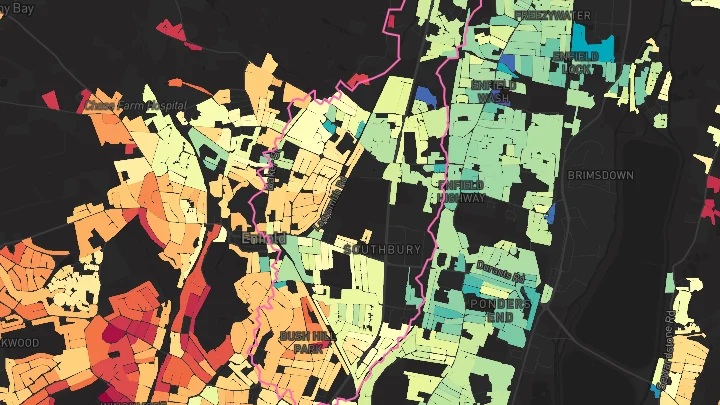 House price heatmap showing property values across Enfield