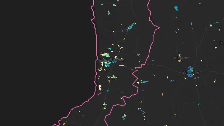 House price heatmap showing property values across Bude
