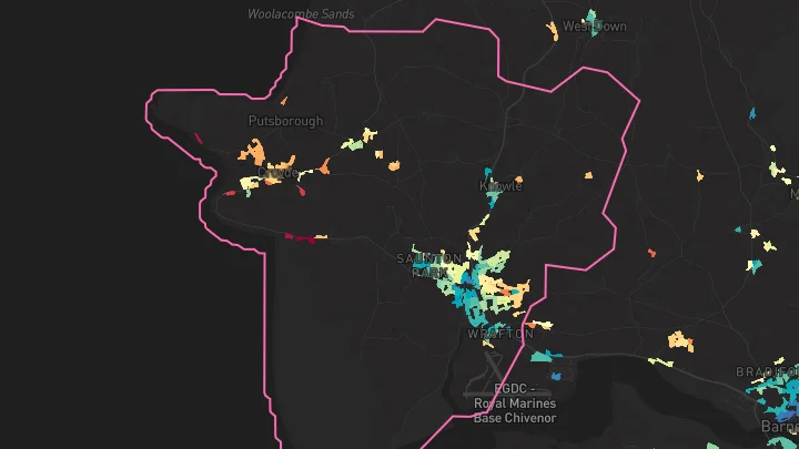 House price heatmap showing property values across Braunton