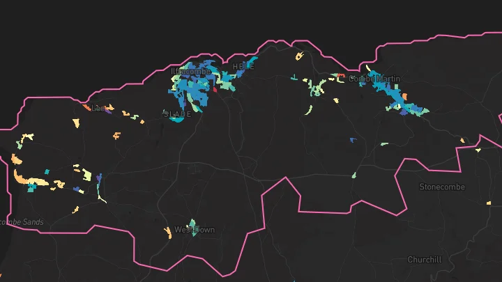 House price heatmap showing property values across Ilfracombe