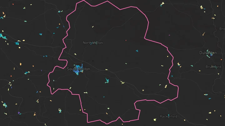 House price heatmap showing property values across South Molton