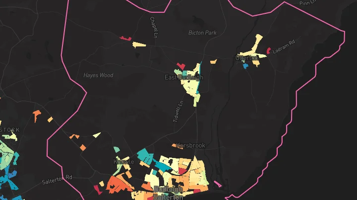 House price heatmap showing property values across Budleigh Salterton