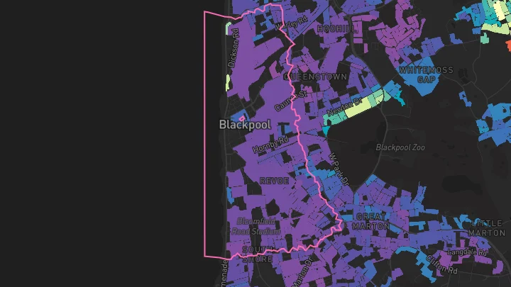 House price heatmap showing property values across Blackpool