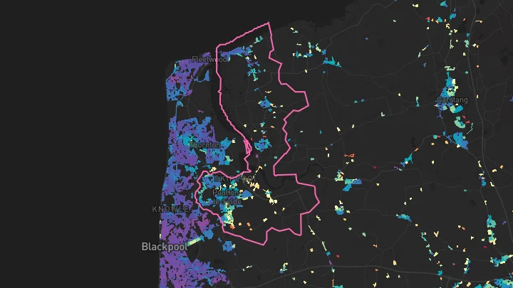 House price heatmap showing property values across Poulton-Le-Fylde