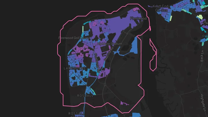 House price heatmap showing property values across Fleetwood