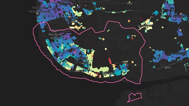 House price heatmap showing property values across Lytham St Annes