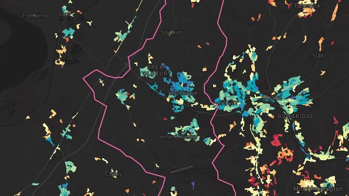 House price heatmap showing property values across Stonehouse